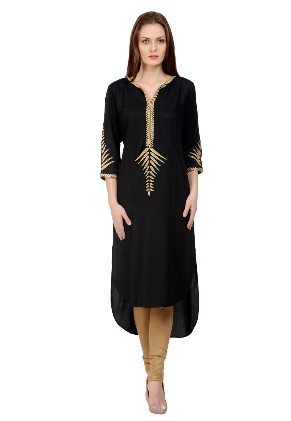 Black Rayon Readymade Kurta Set With Legging 213408