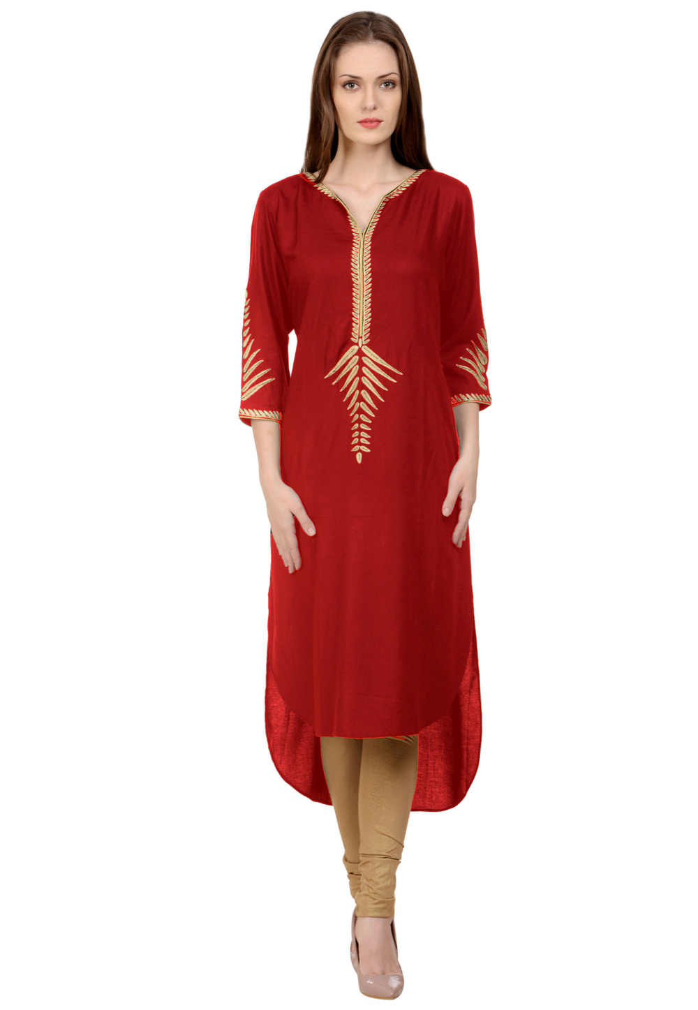 Maroon Rayon Readymade Kurti 214369