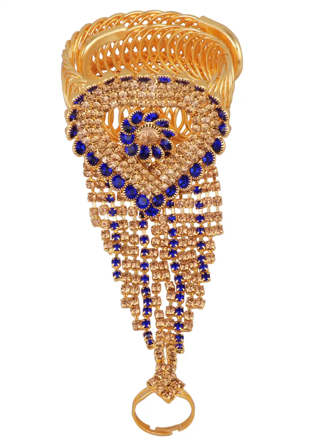 Blue Alloy Gold Plated Hath Panja 209977