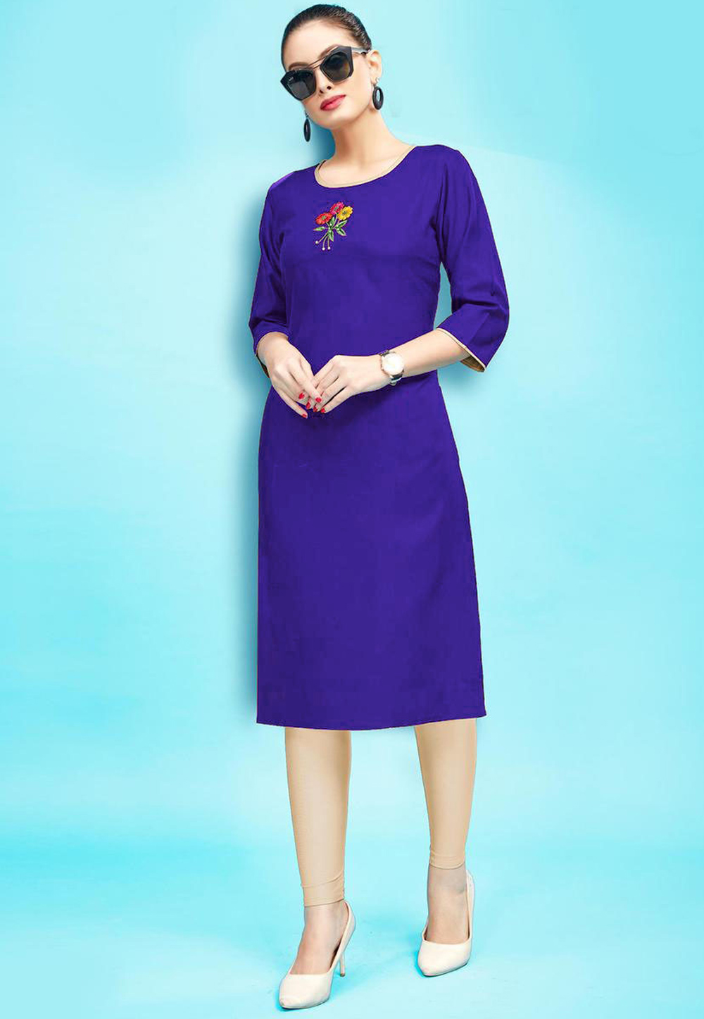 Blue Rayon Readymade Tunic 214374