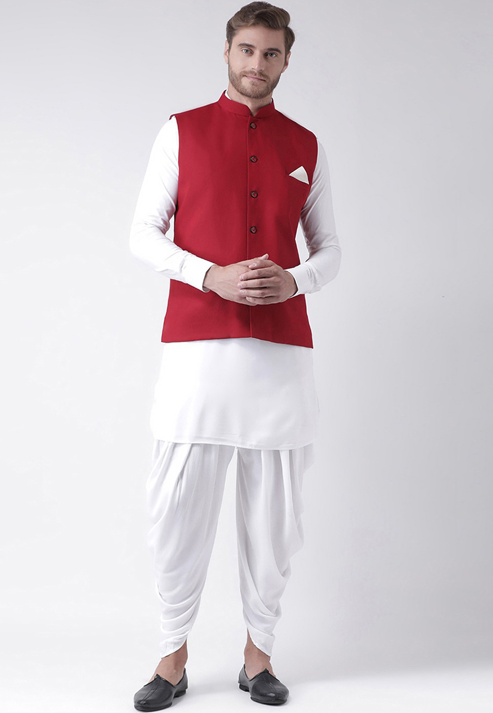 Red Viscose Kurta With Jacket 235151