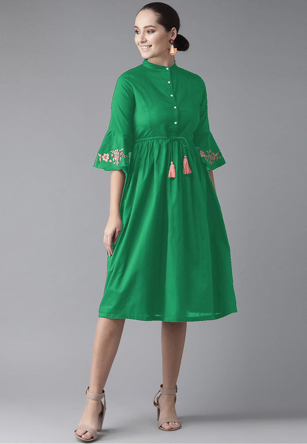 Green Rayon Readymade Tunic 214376