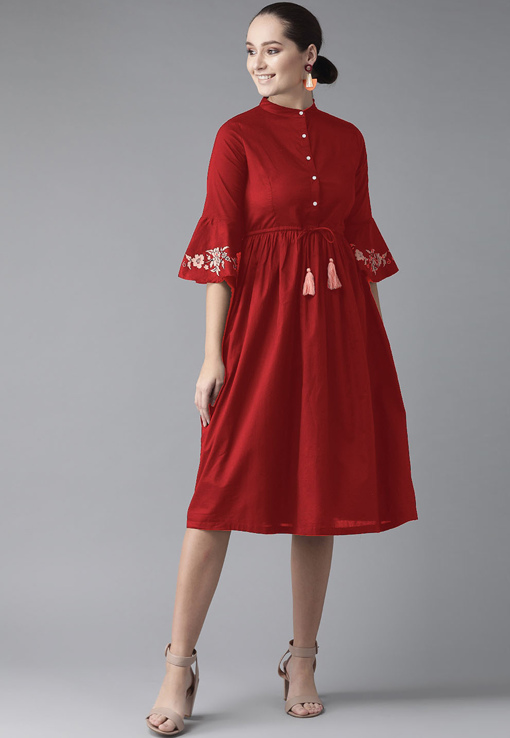 Maroon Rayon Readymade Kurti 214377