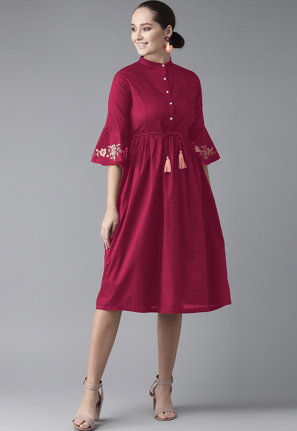 Magenta Rayon Readymade Tunic 214378