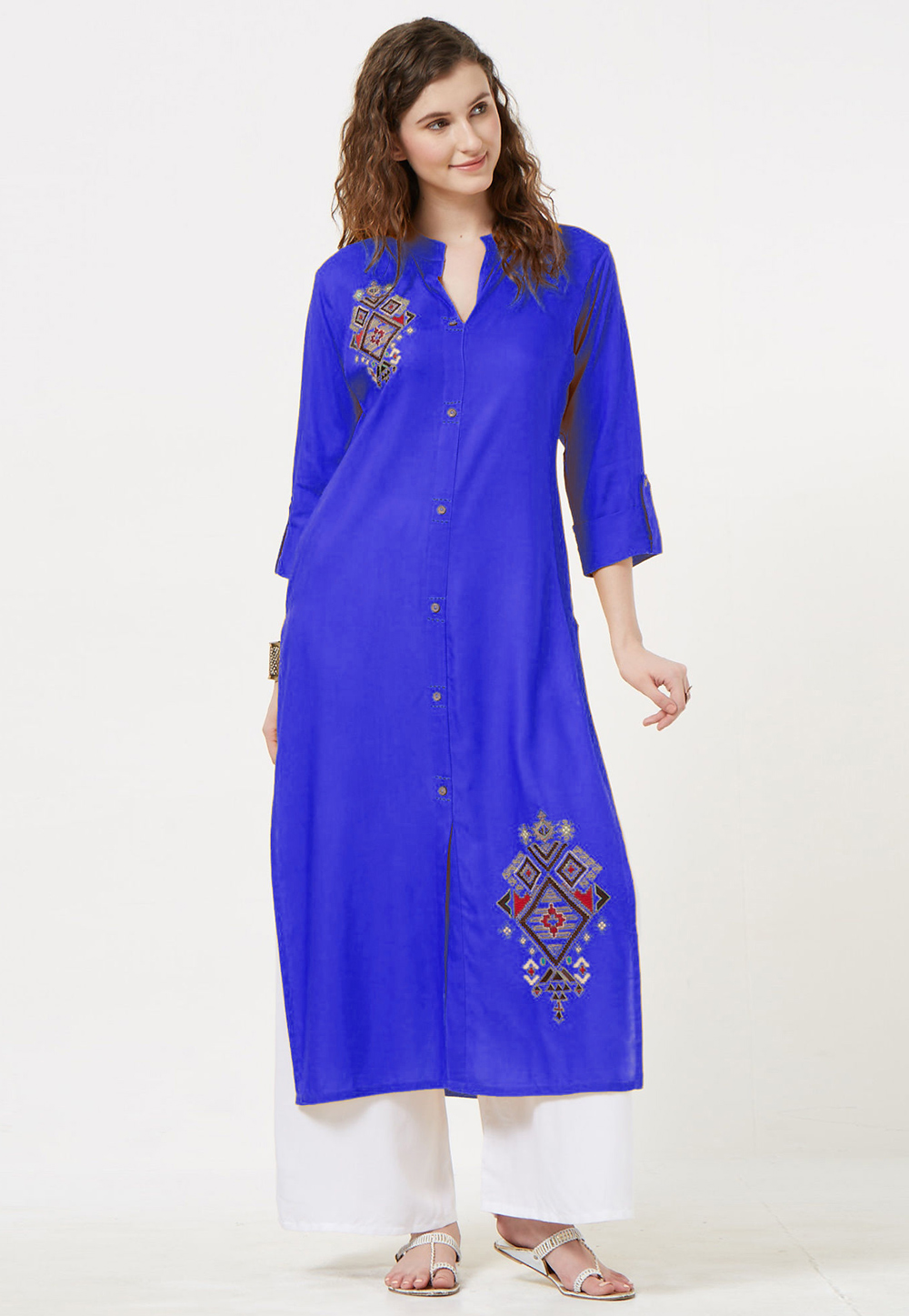 Blue Rayon Readymade Kurti 214391