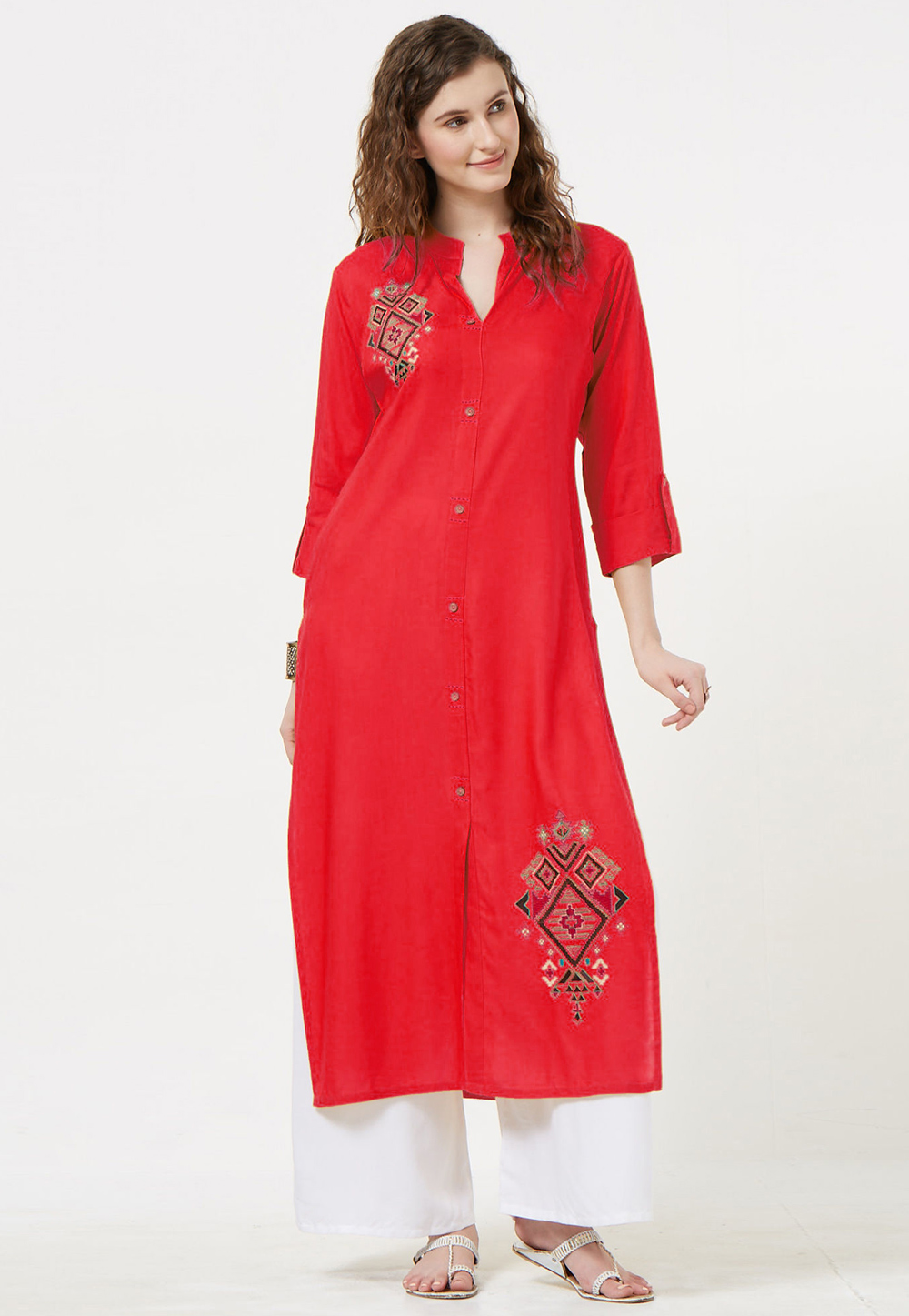 Pink Rayon Readymade Tunic 214392