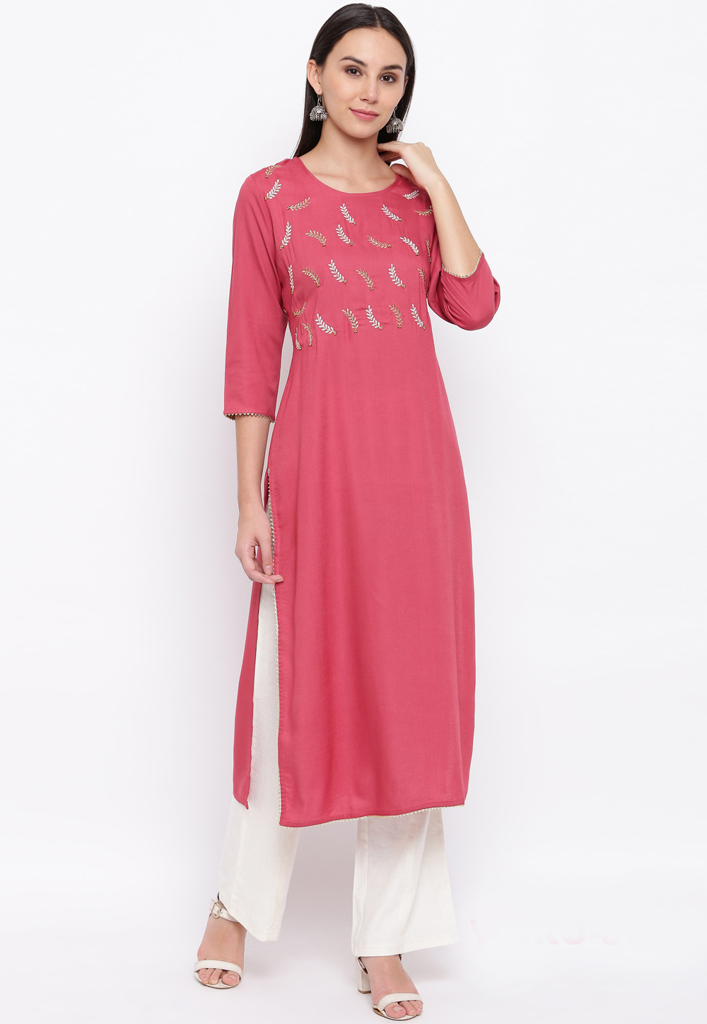 Pink Rayon Readymade Tunic 205414