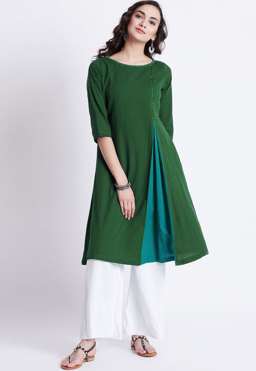 Green Rayon Readymade Tunic 214398