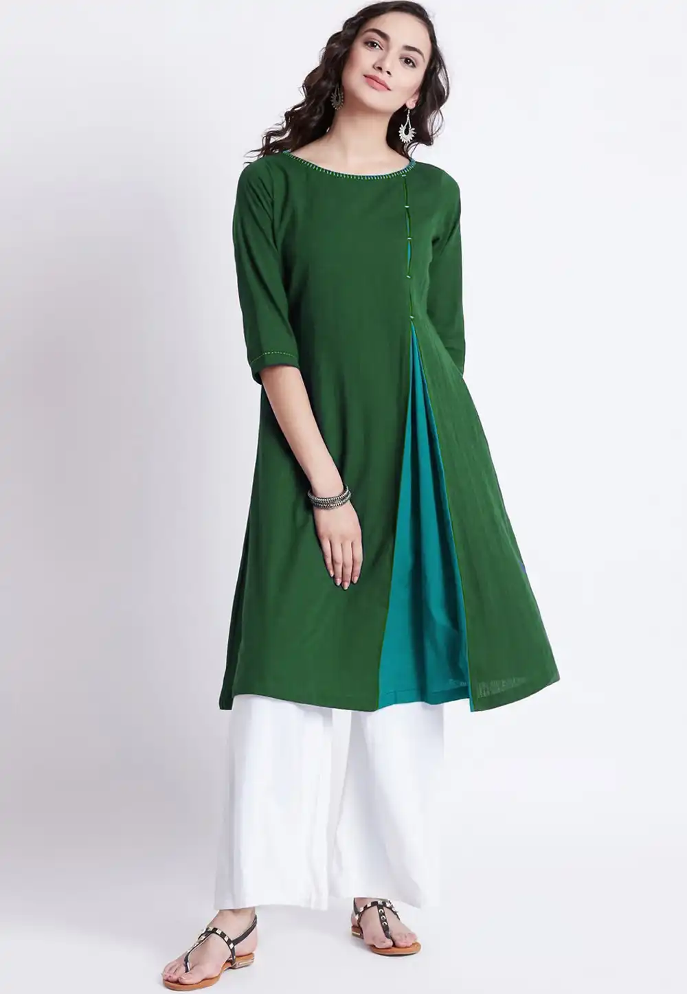 Green Rayon Readymade Tunic 214398