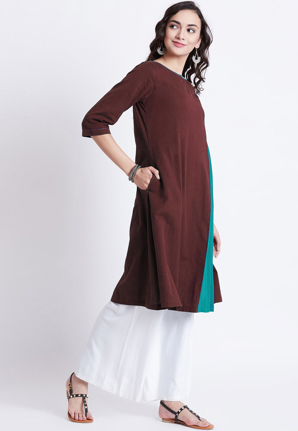 Brown Rayon Readymade Tunic 214400