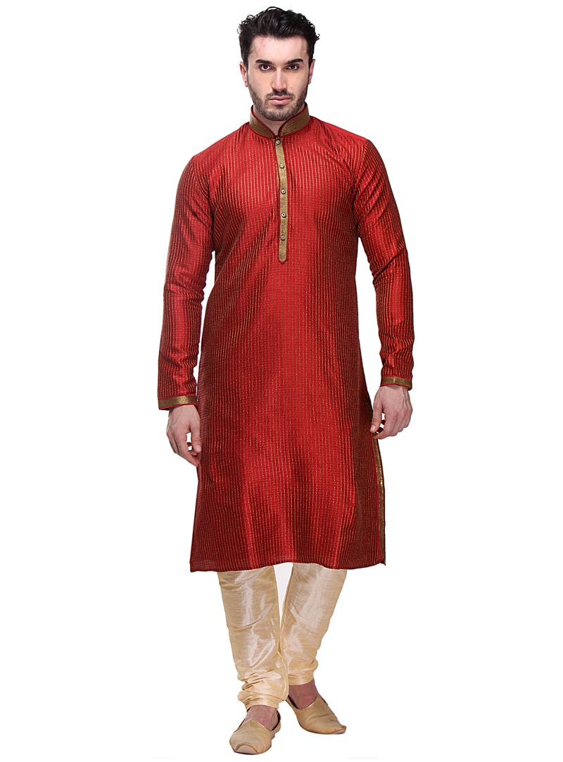 Red Dupion Readymade Kurta Pajama 99169