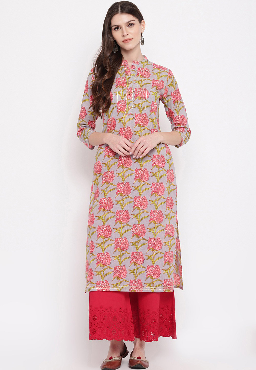 Grey Cotton Readymade Kurti 205452