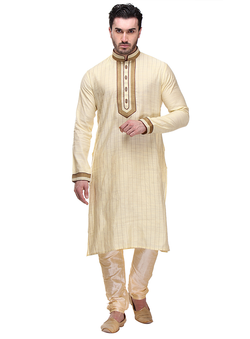 Beige Dupion Readymade Kurta Pajama 99170