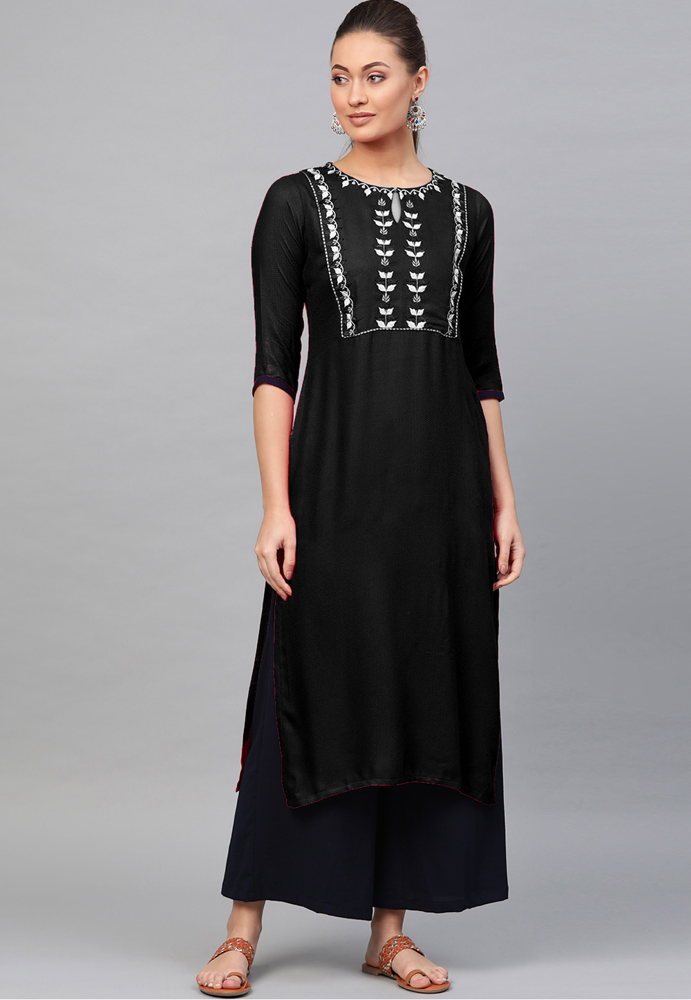 Black Rayon Readymade Kurti 214401