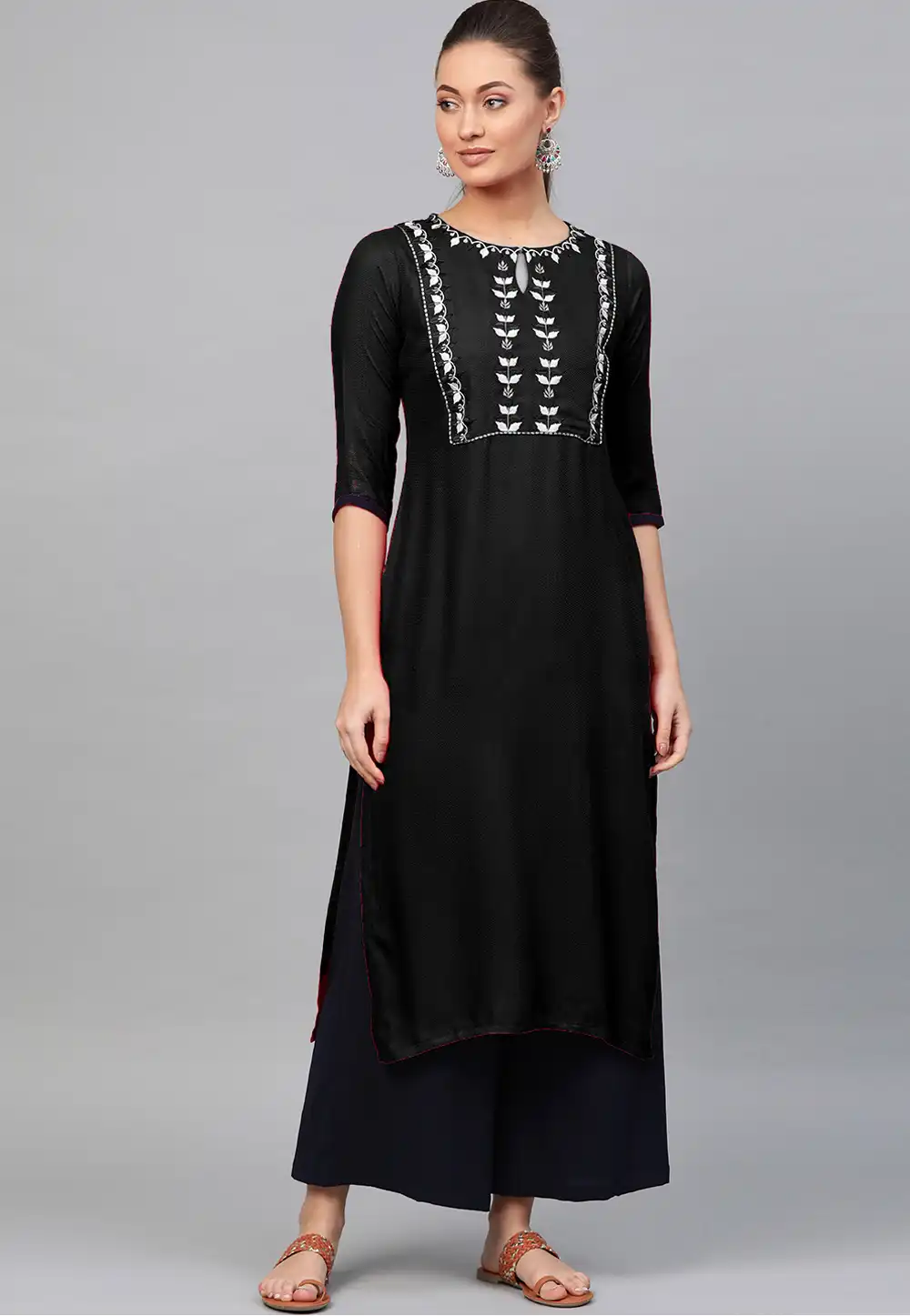 Black Rayon Readymade Kurti 214401