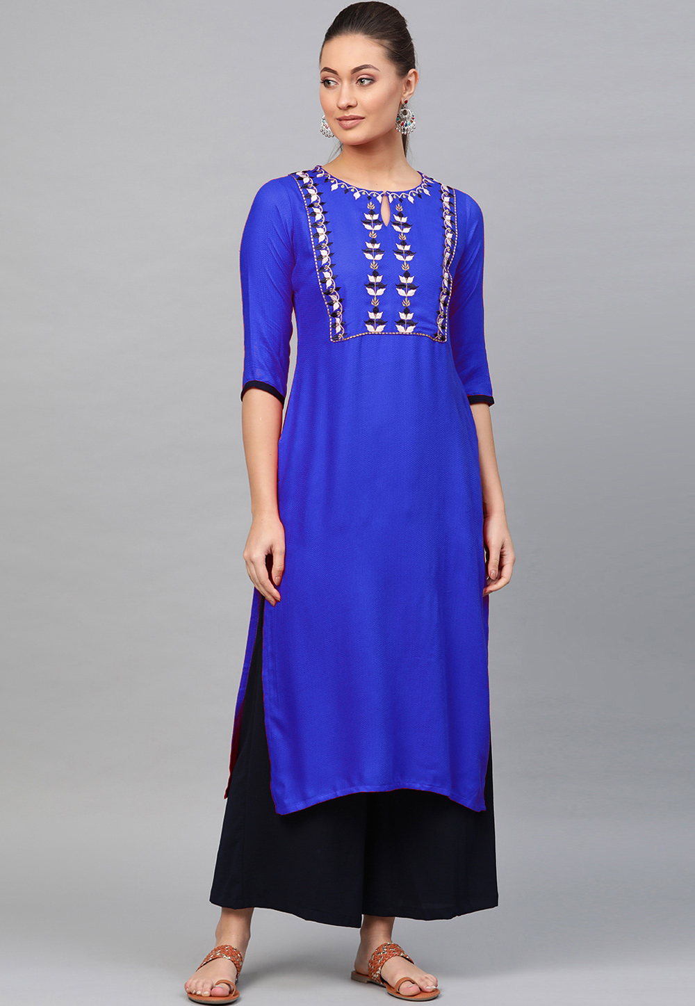 Blue Rayon Readymade Kurti 214403