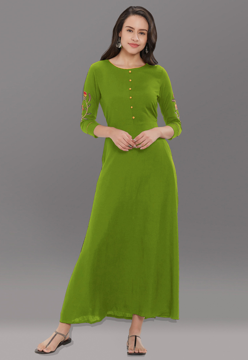 Green Rayon Readymade Tunic 214408