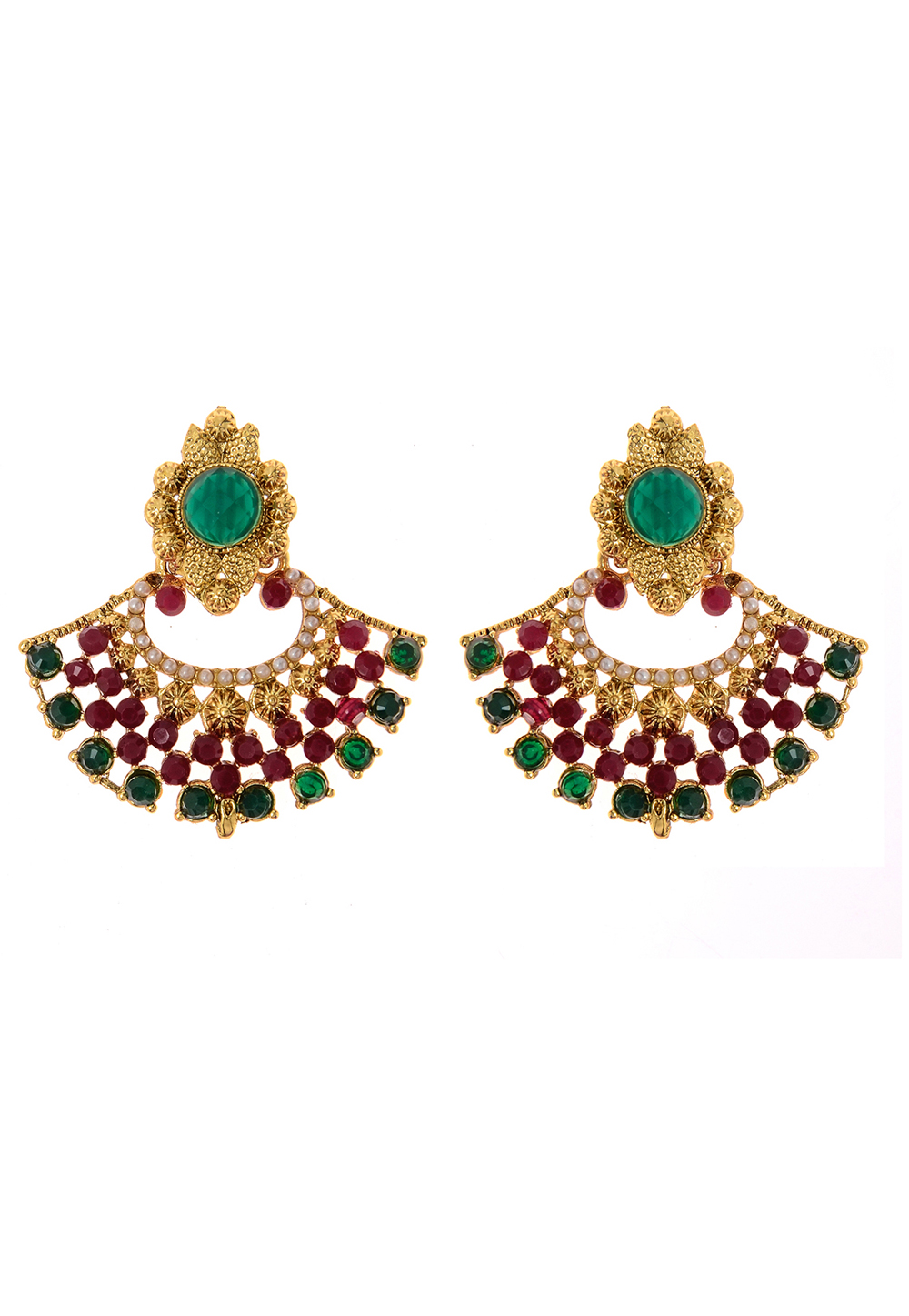 Green Alloy Earrings 184154