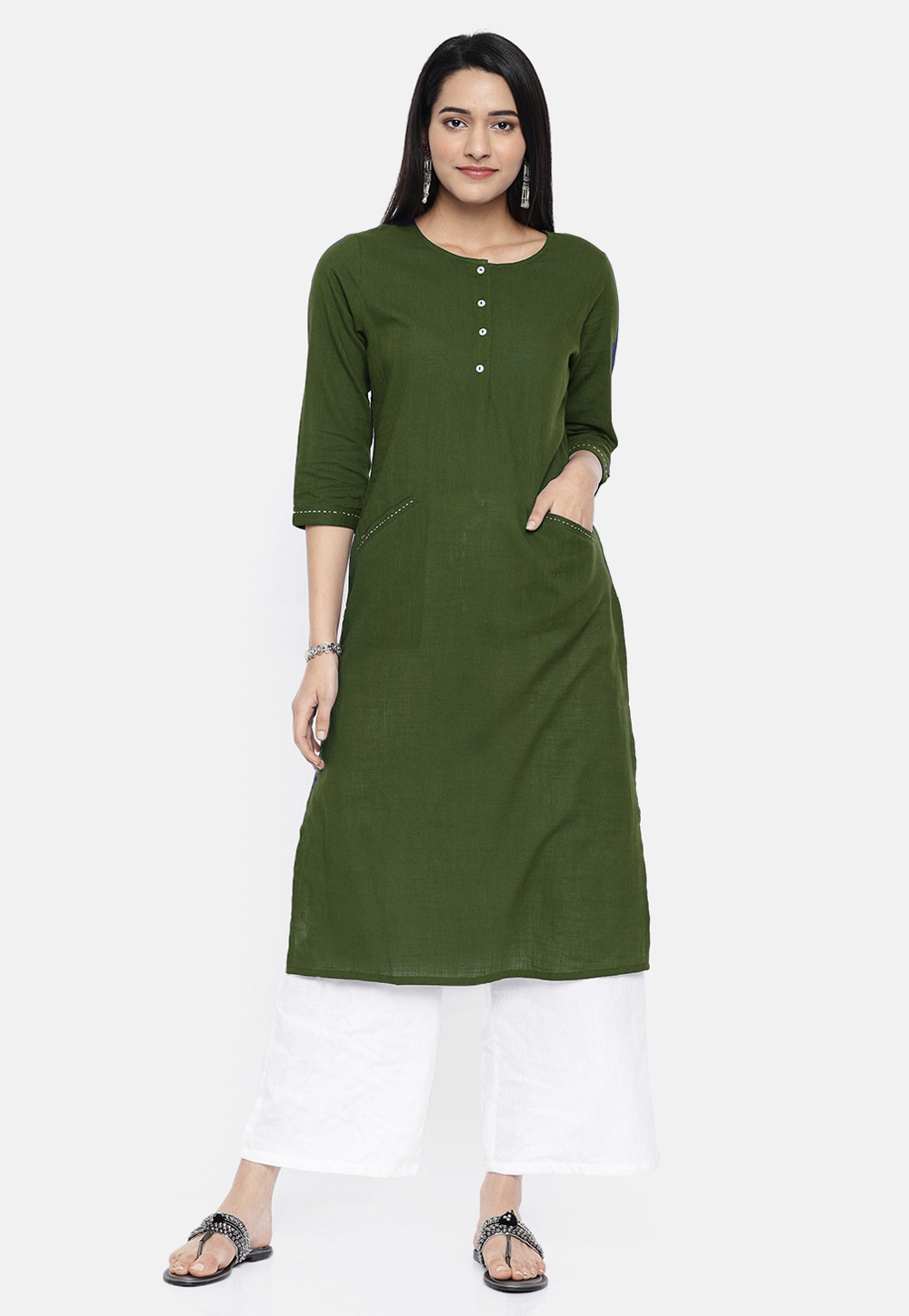 Green Rayon Readymade Kurta Set With Palazzo 213543