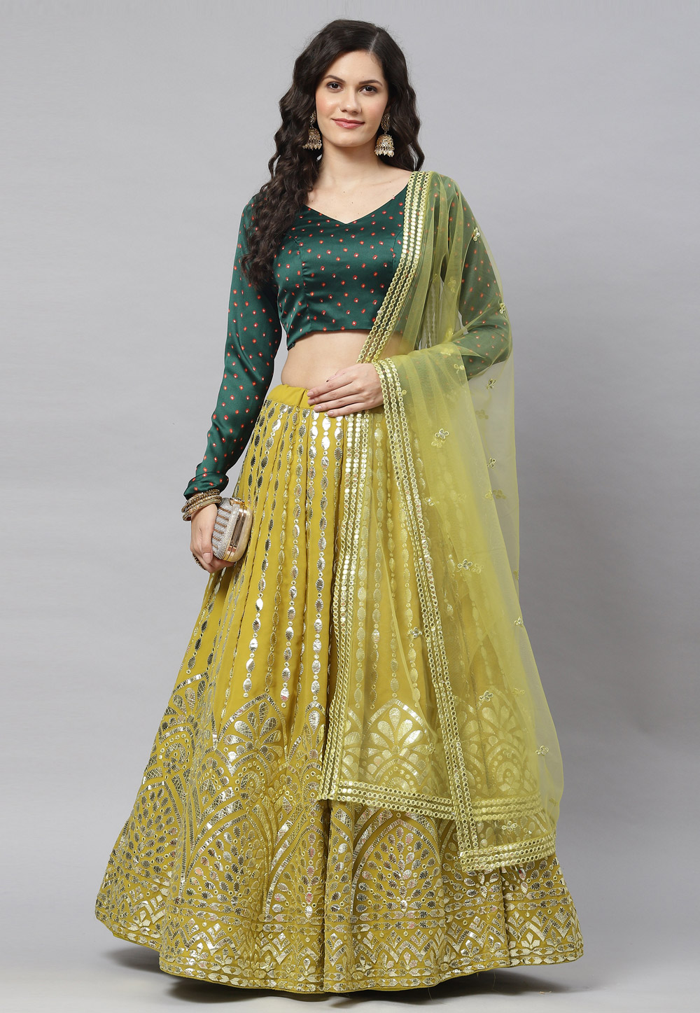 Mustard Georgette Circular Lehenga Choli 243240