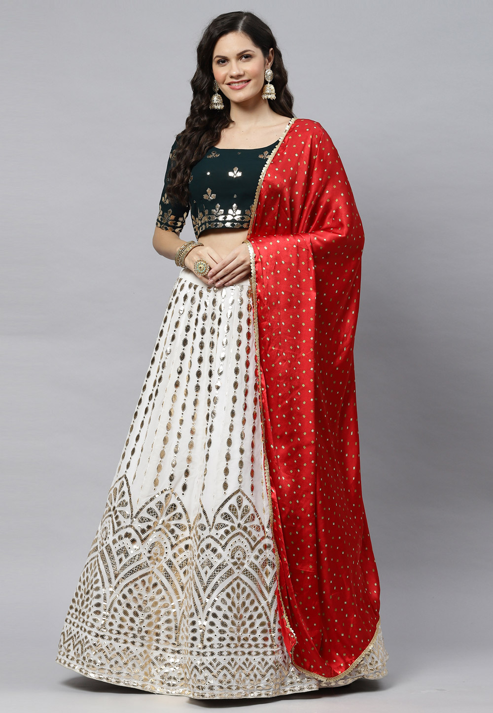 White Georgette Circular Lehenga Choli 243241