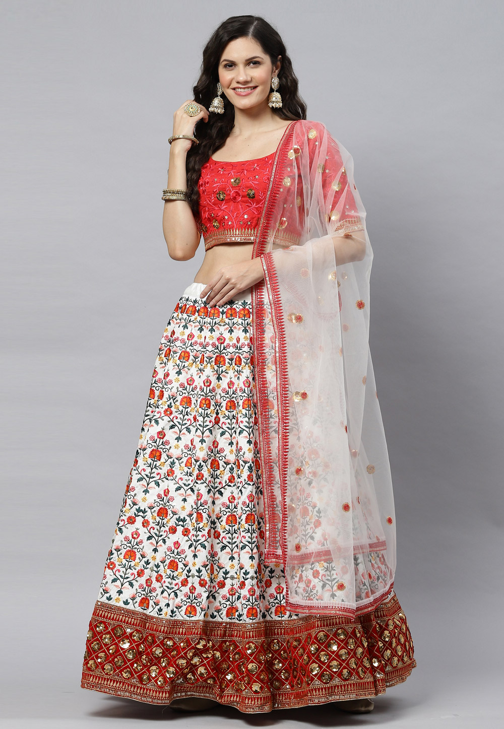 White Art Silk Circular Lehenga Choli 243245