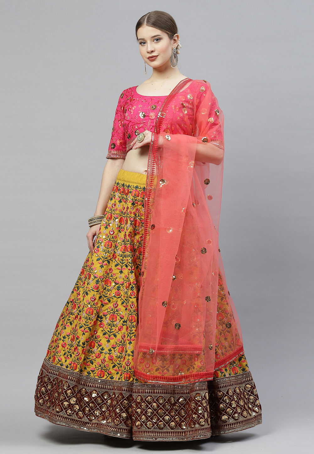 Mustard Art Silk Circular Lehenga Choli 243246