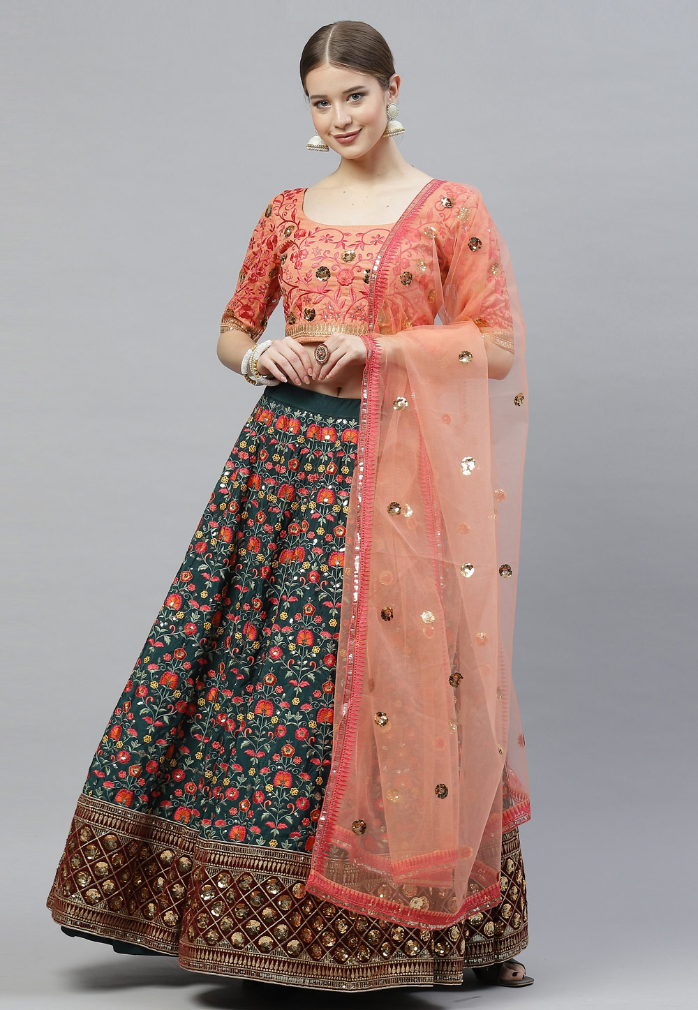 Green Art Silk Circular Lehenga Choli 243248