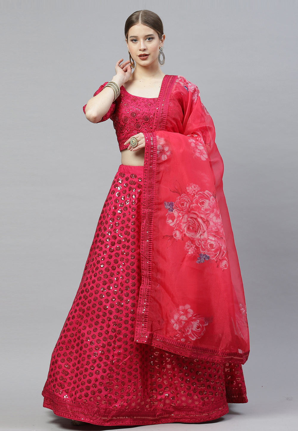 Magenta Art Silk Circular Lehenga Choli 243249