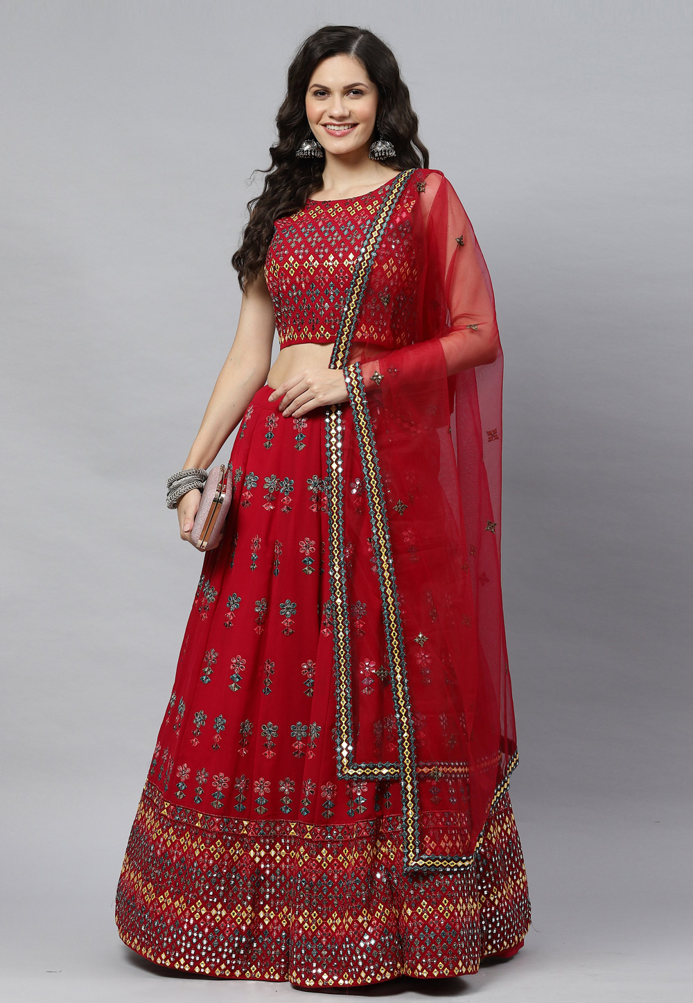 Maroon Georgette Circular Lehenga Choli 243255