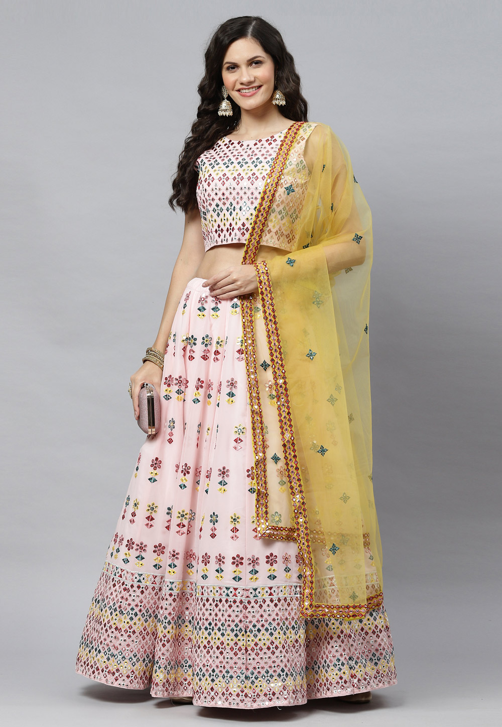 Pink Georgette Circular Lehenga Choli 243257