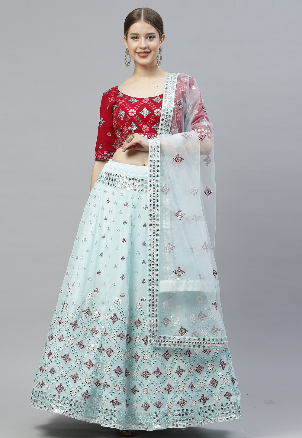 Sky Blue Georgette Circular Lehenga Choli 243259