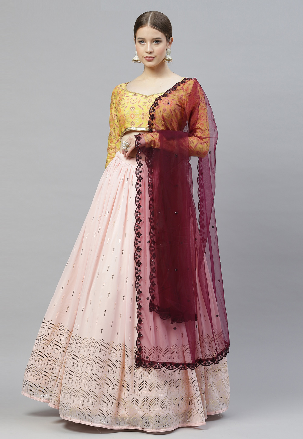 Pink Georgette Circular Lehenga Choli 243265
