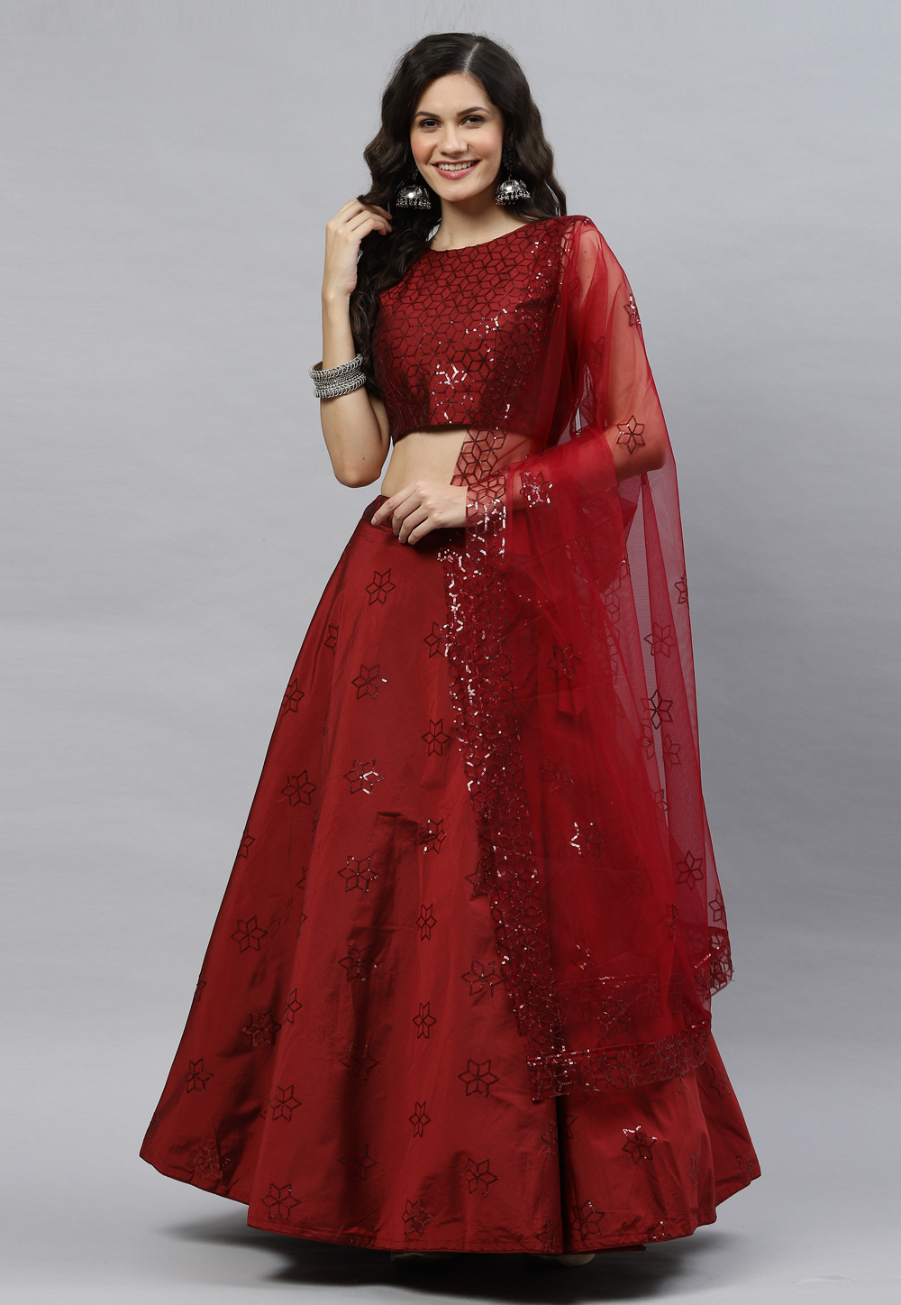 Maroon Art Silk Circular Lehenga Choli 243274