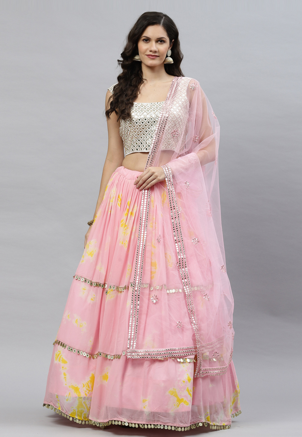 Pink Georgette Circular Lehenga Choli 243275