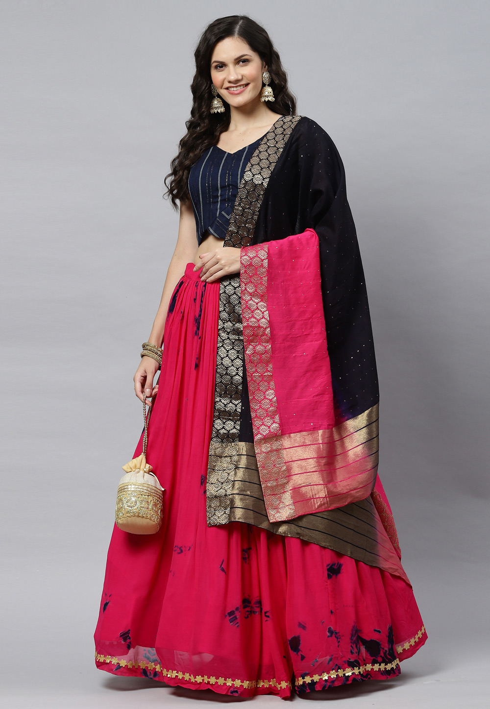 Magenta Georgette Circular Lehenga Choli 243276