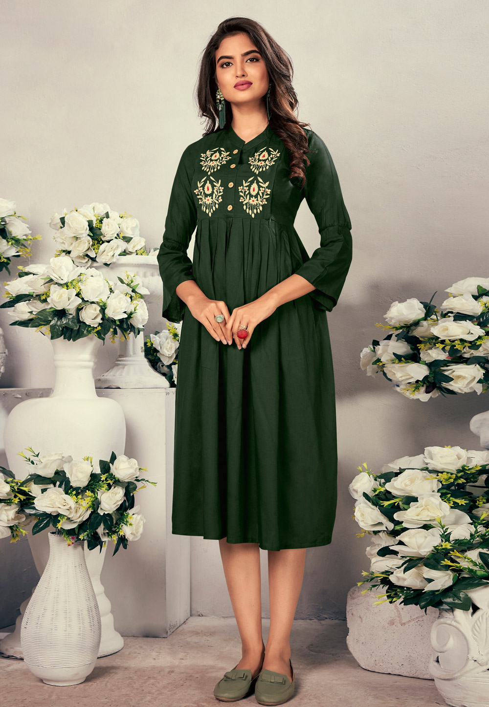 Green Rayon Tunic 221719