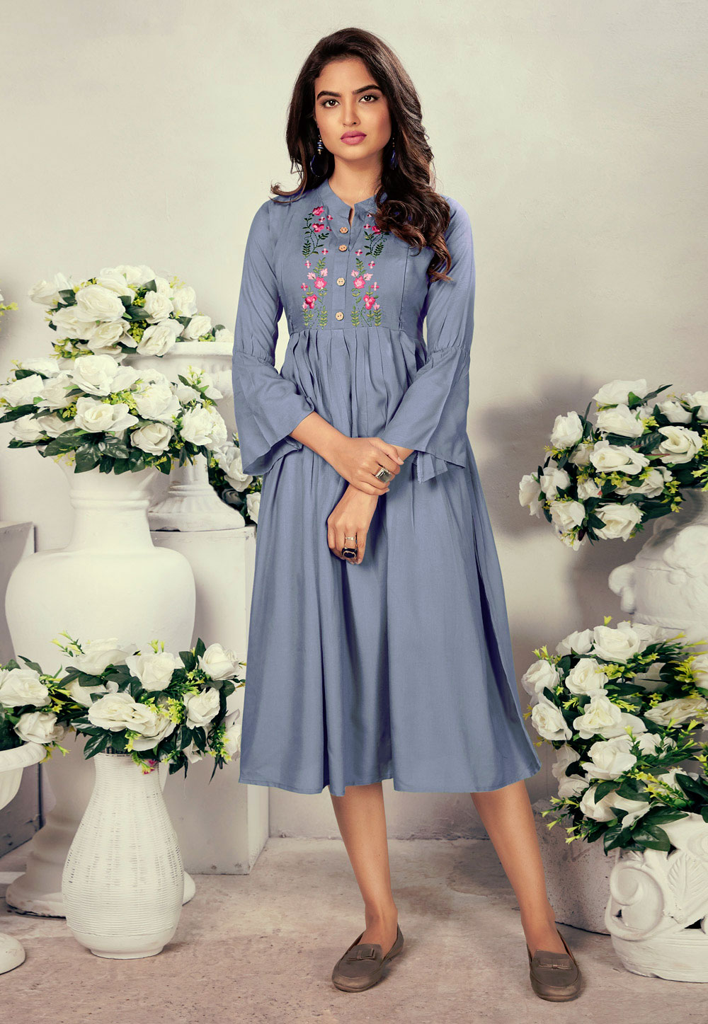 Grey Rayon Kurti 221720