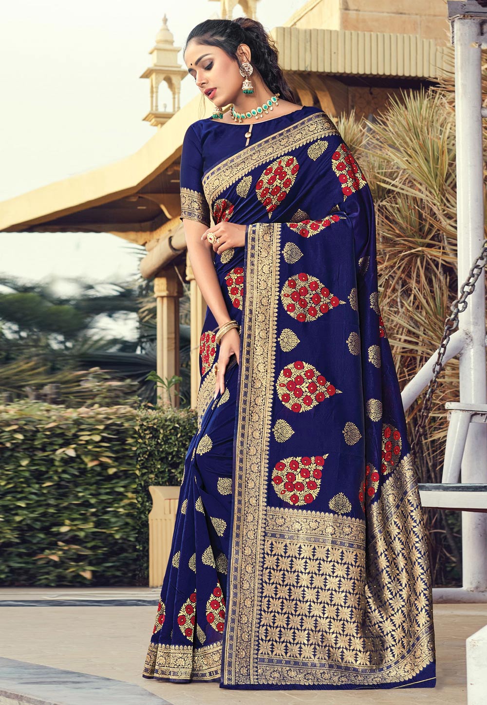 Blue Silk Saree With Blouse 224125