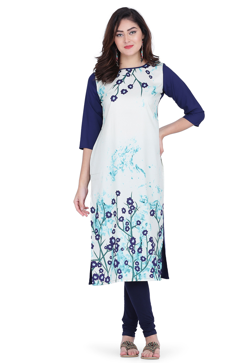 Off White Crepe Printed Kurti 224757