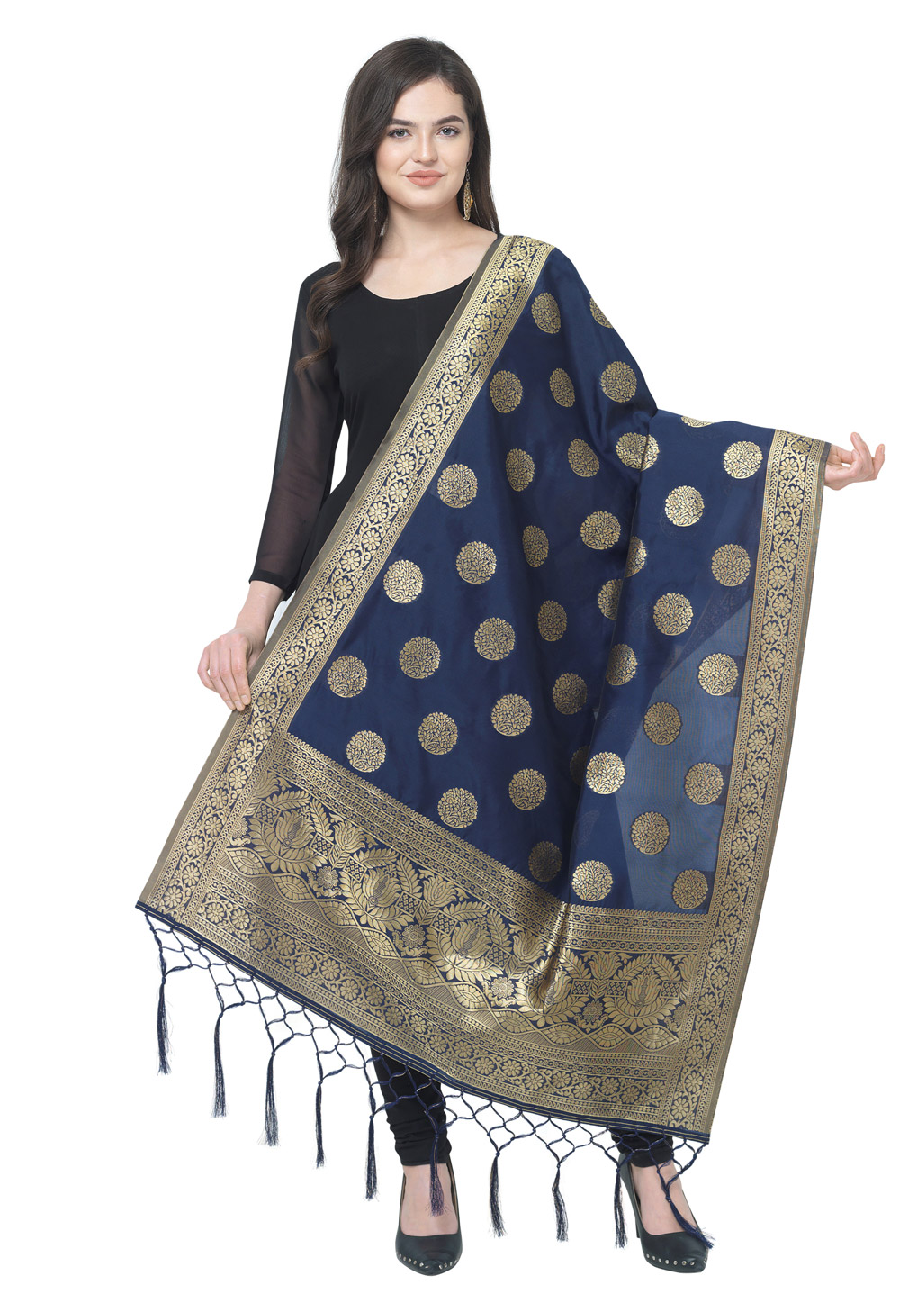 Navy Blue Jacquard Dupatta 224742