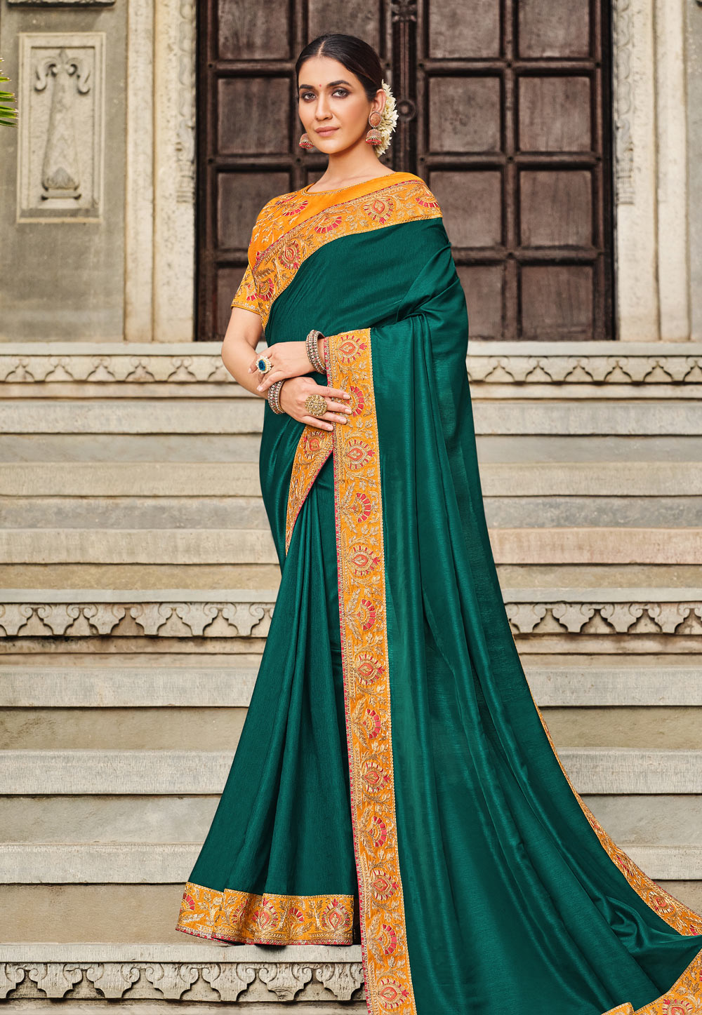 Teal Art Silk Festival Wear Saree 234705