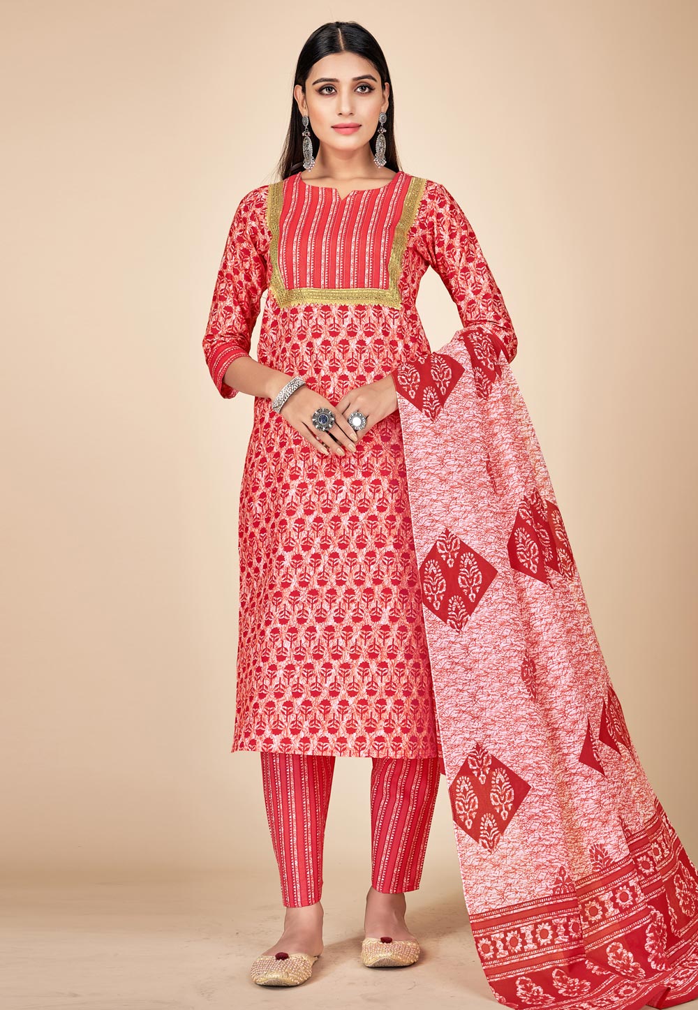 Pink Rayon Readymade Pant Style Suit 237862