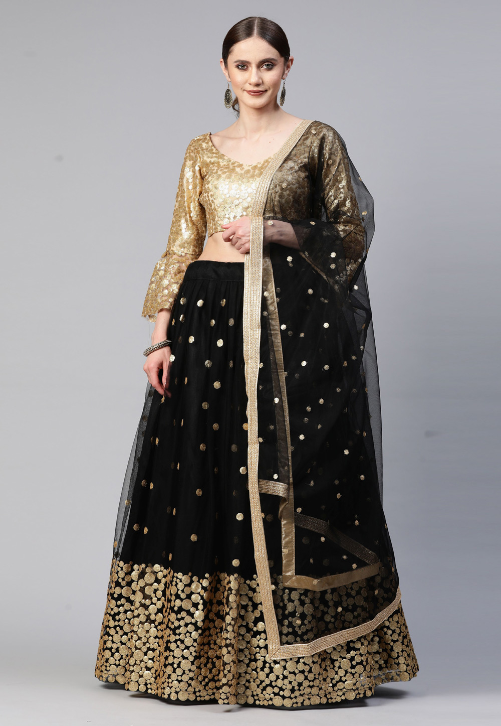 Black Net A Line Lehenga Choli 260809