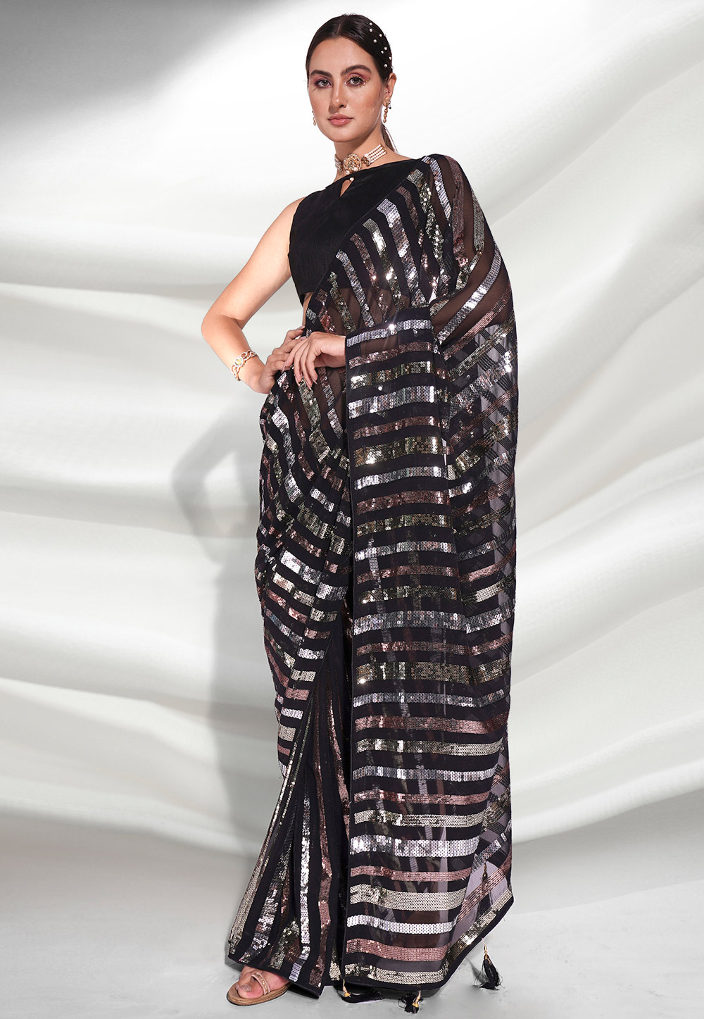 Black Georgette Saree With Blouse 262529