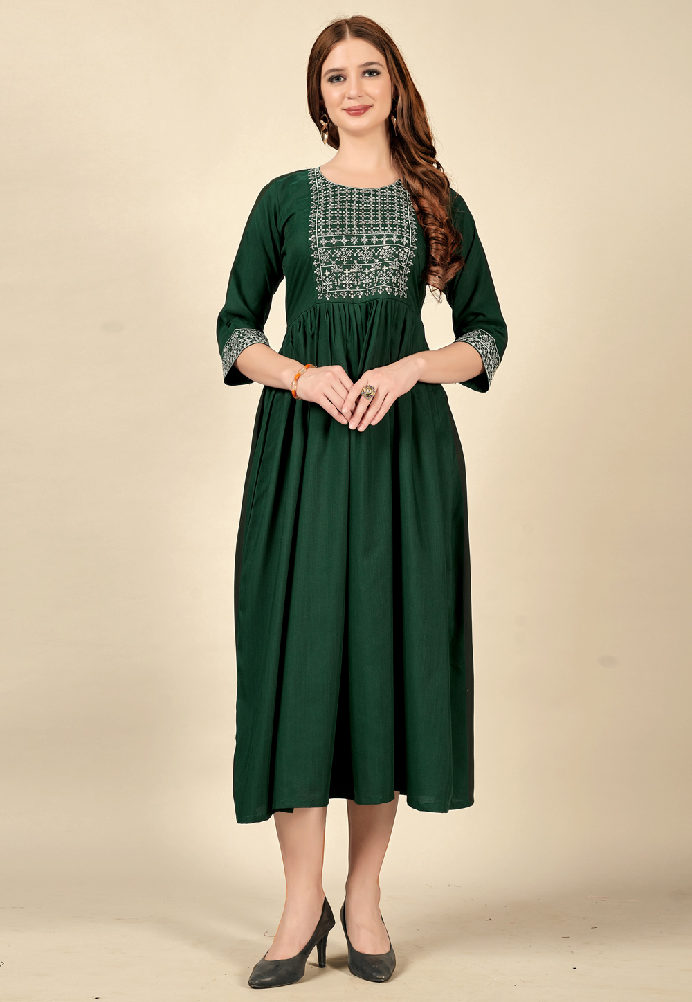 Green Cotton Rayon Tunic 262599
