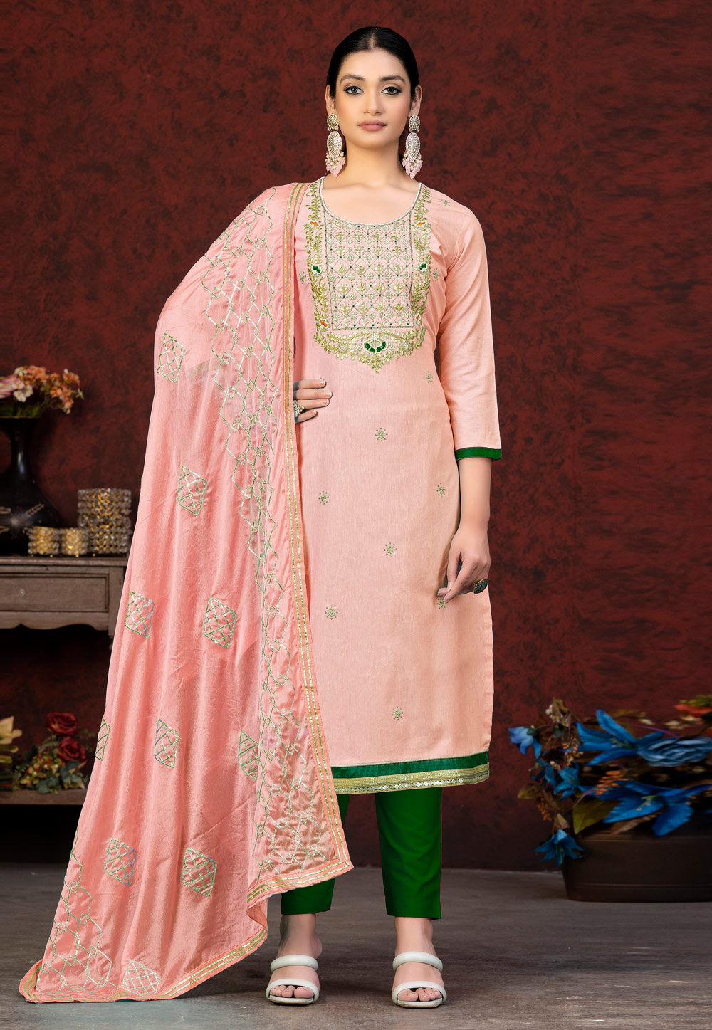 Peach Cotton Pakistani Suit 263518