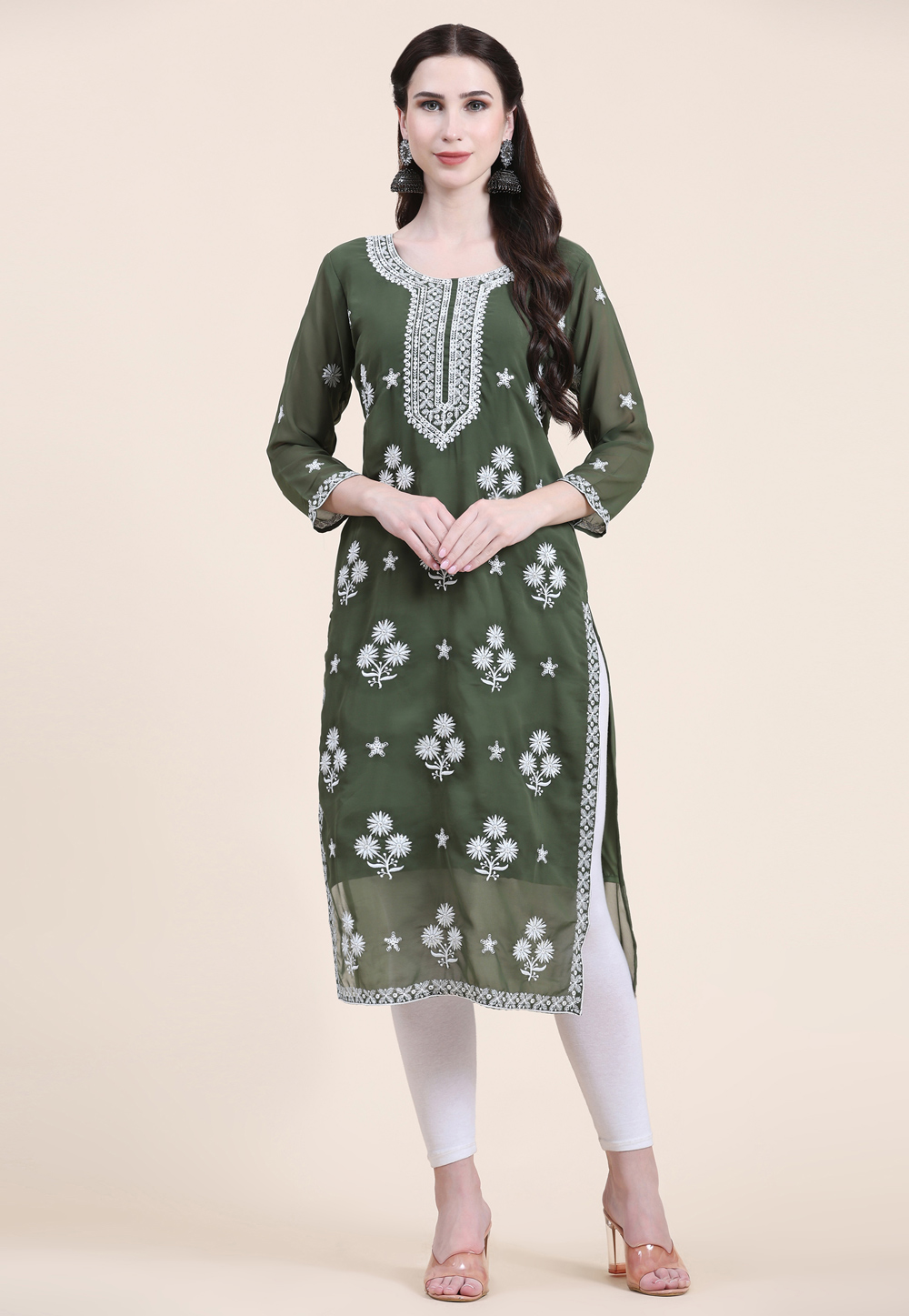 Green Georgette Kurti 264303