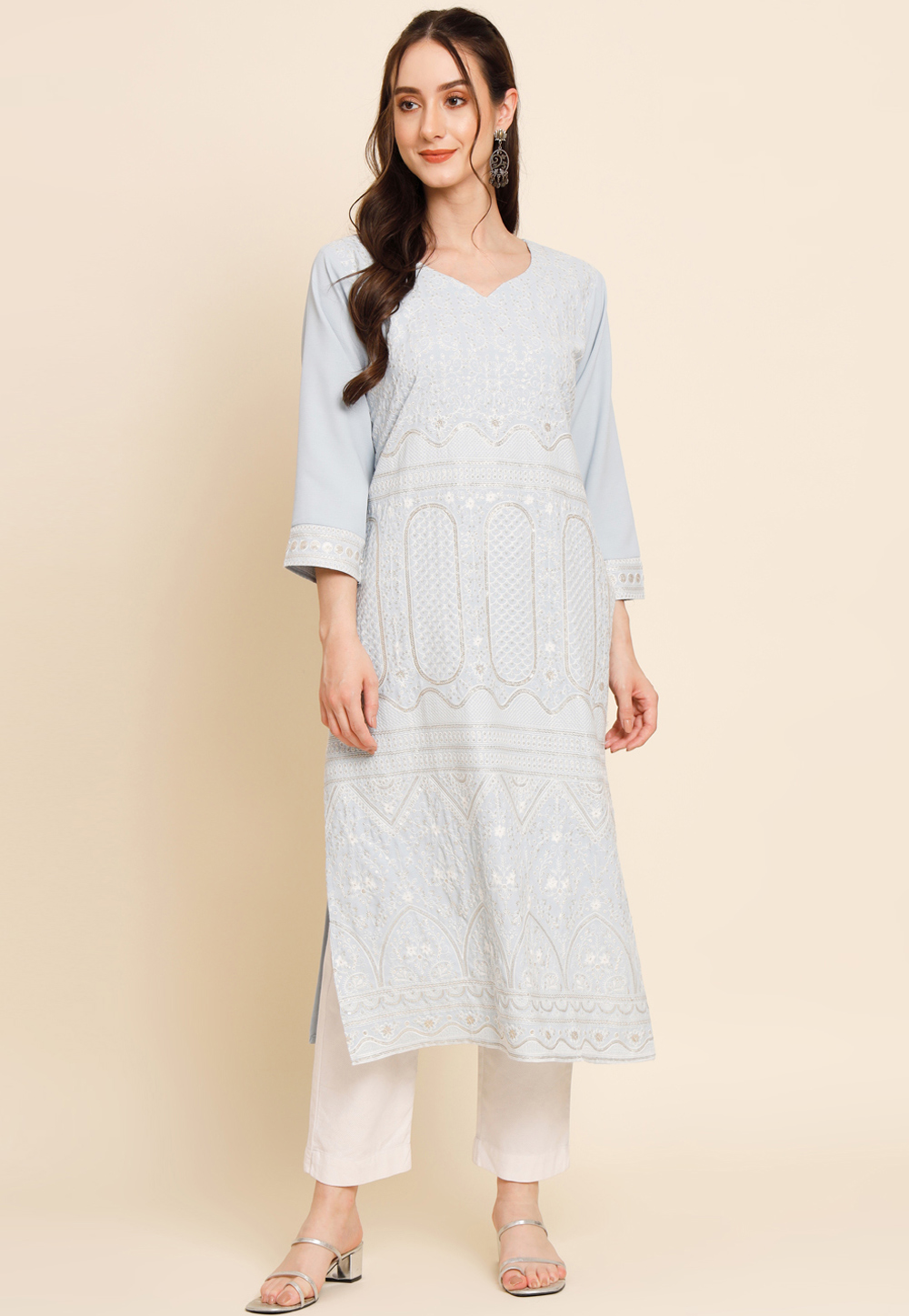 Sky Blue Crepe Kurti 265144