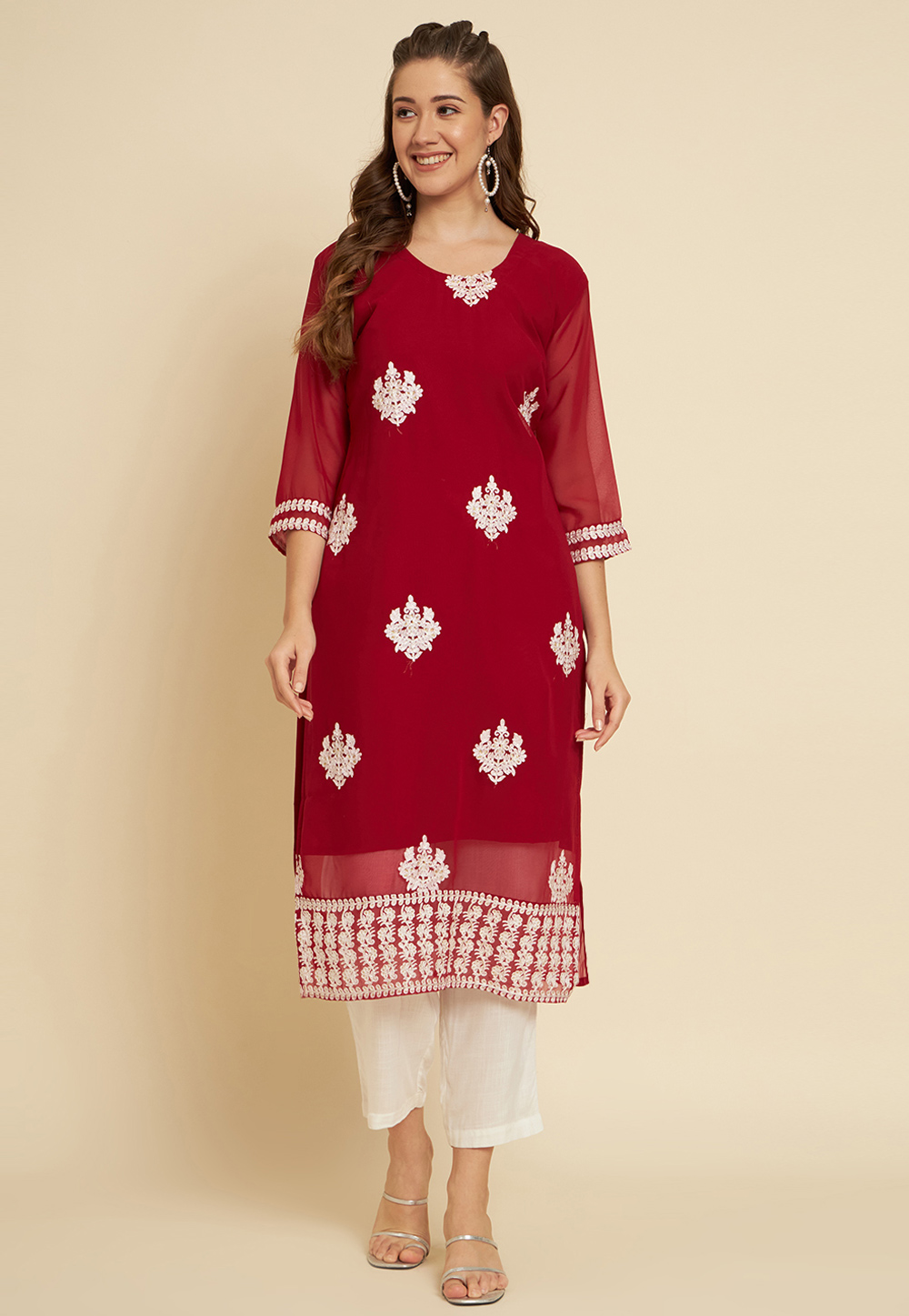 Maroon Georgette Kurti 265758